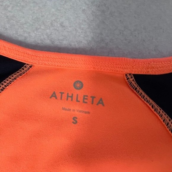 Athleta Running Wild Mix Crew Neck Shirt Small S Orange Blue Long Sleeve - Picture 4 of 12